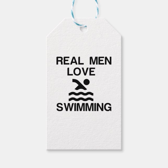 REAL MEN LOVE SWIMMING GIFT TAGS (Front)