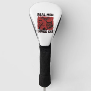 Real Men Loves Cat Halloween Vintage Cat Shirt Des Golf Head Cover