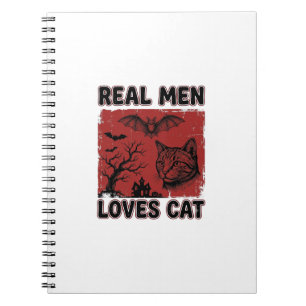 Real Men Loves Cat Halloween Vintage Cat Shirt Des Notebook