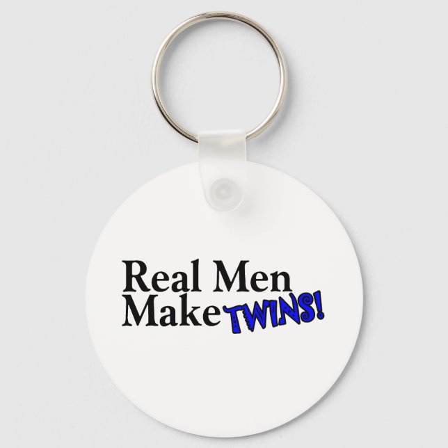 Real Men Make Twins Blue Key Ring (Front)