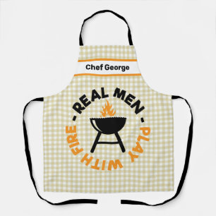 Real Men Play With Fire Barbecue Grill Apron