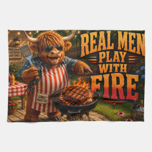 Real Men Play with Fire Tea Towel