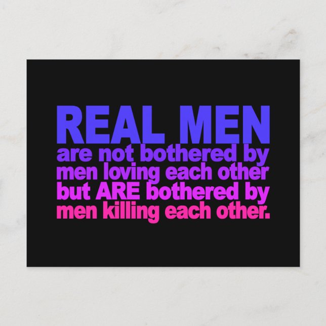 Real Men postcard (Front)