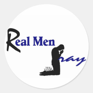 Real Men Pray Classic Round Sticker