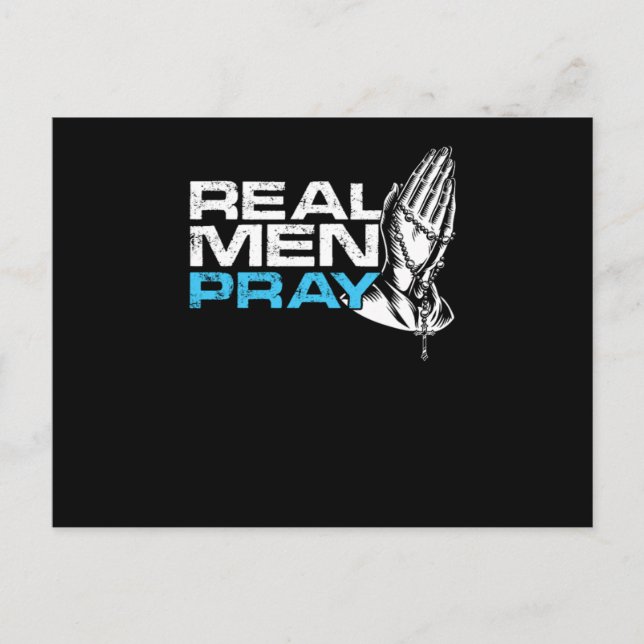 Real Men Pray Prayer Religion Faith Church God Gif Postcard (Front)