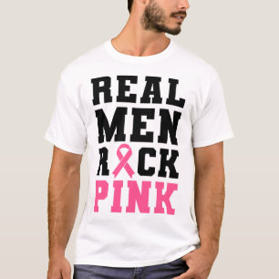 Real Men Rock Pink Breast Cancer Awareness T-Shirt