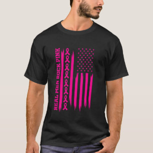 Real Men Rock Pink USA American Flag girl T-Shirt