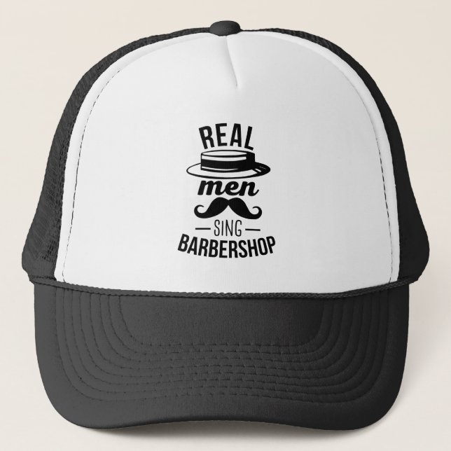 Real Men Sing Barbershop Trucker Hat (Front)