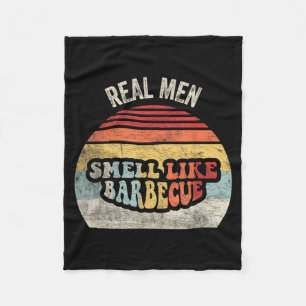 Real Men Smell Like Barbecue Funny Bbq Grilling Fleece Blanket