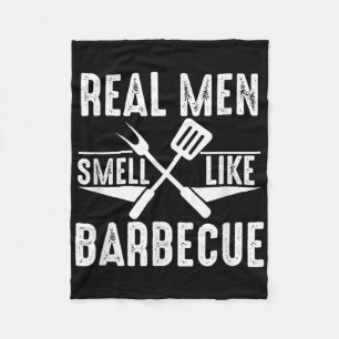 Real Men Smell Like Barbecue Funny Bbq Grilling Gi Fleece Blanket