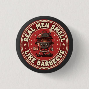 Real Men Smell Like Barbecue Retro Grilling 3 Cm Round Badge