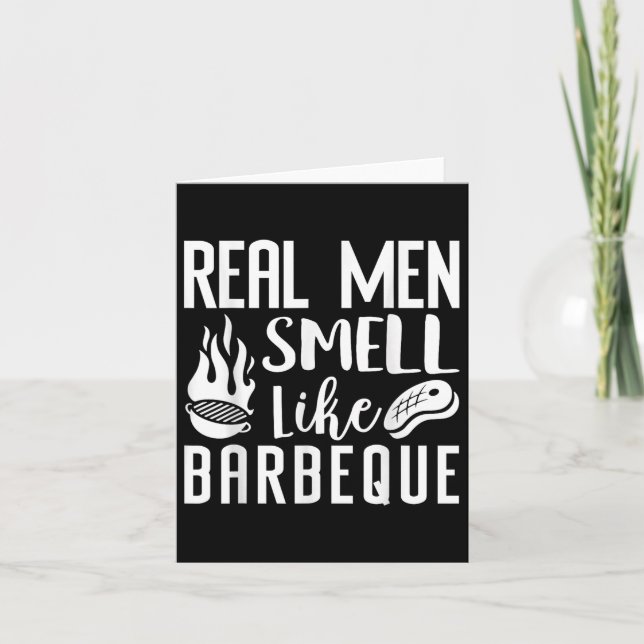 Real Men Smell Like Bbq Barbeque Funny Grilling Pi Card (Front)
