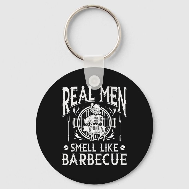 Real Men Smell Like Bbq Barbeque Funny Grilling Pi Key Ring (Front)