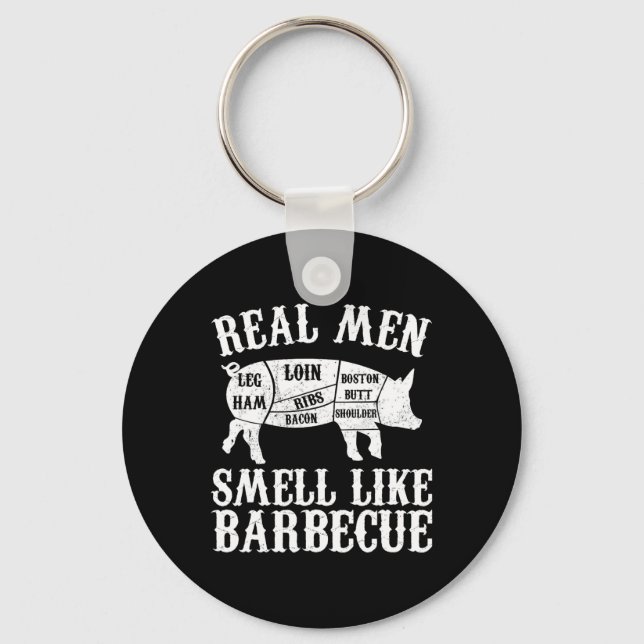 Real Men Smell Like Byrbeque Bbq Byrbecue Grilling Key Ring (Front)
