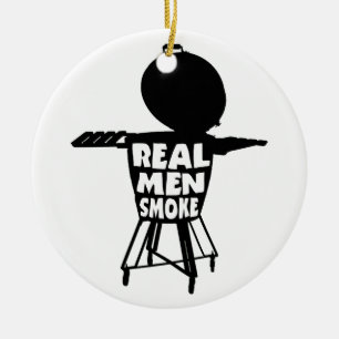 REAL MEN SMOKE CERAMIC TREE DECORATION