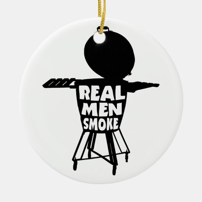 REAL MEN SMOKE CERAMIC TREE DECORATION (Front)