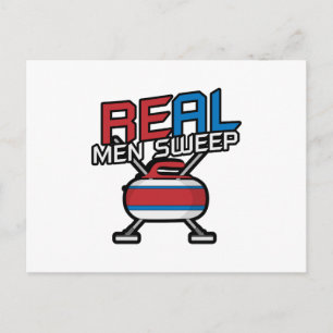 Real Men Sweep Curler Winter Sport Postcard