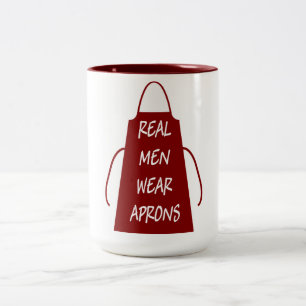 Real Men Wear Aprons (Red) Two-Tone Coffee Mug