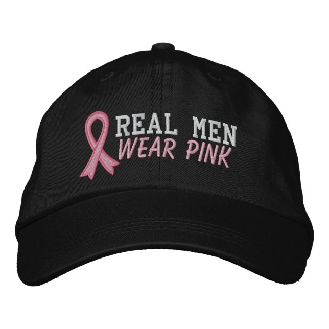 Real Men Wear Pink - Breast Cancer Embroidered Hat (Front)