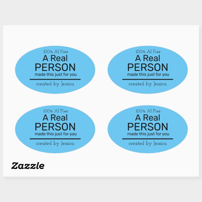 Real Person (Not AI generated) message - your name Oval Sticker (Sheet)