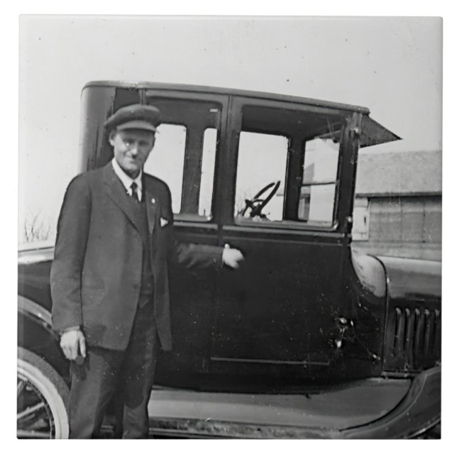 Real Photo Antique Car  Ceramic Tile (Front)