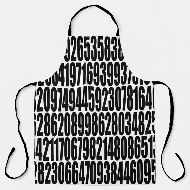 Real Pi Digits Black and White Math Numbers Apron (Front)