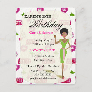 Real Pretty Girls Birthday Party Invitations
