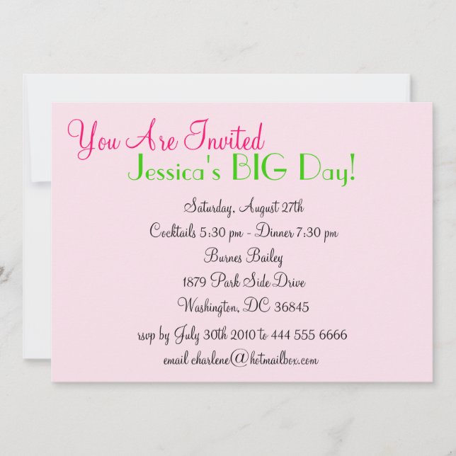 Real Pretty Girls Life Invitation (Front)