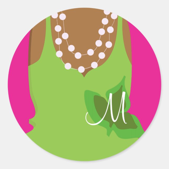 Real Pretty Girls Monogram Classic Round Sticker (Front)