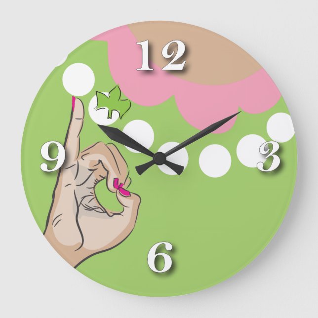 Real Pretty Pink illustration Large Clock (Front)