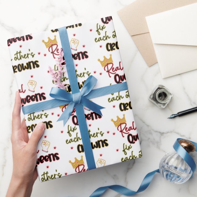 Real Queens Fix Each Other's Crowns Wrapping Paper (Gifting)