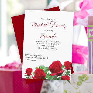 Real Red Roses Bridal Shower Invitation