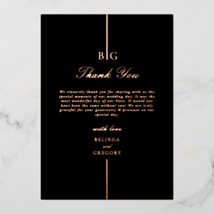 Real Rose Gold Foil Black Wedding Thank You