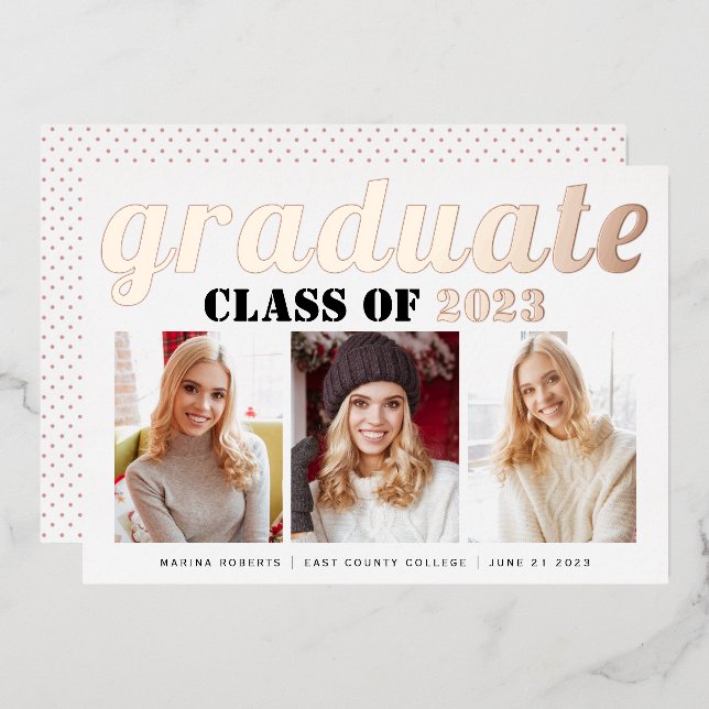 Real rose gold foil Class of 2022 graduate photo (Front/Back)