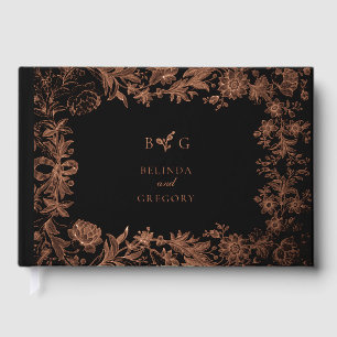 Real Rose Gold Foil Floral Botanical Wedding Guest Book