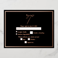 Real Rose Gold Foil Metallic Wedding RSVP Black