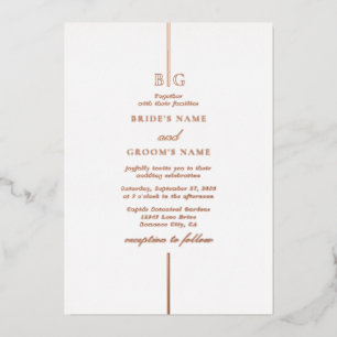 Real Rose Gold Foil Minimal Monogram Wedding