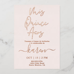 Real Rose Gold Foil Quinceañera Invitation Foil In