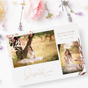 Real Rose Gold Quinceañera Trendy Branches Spanish