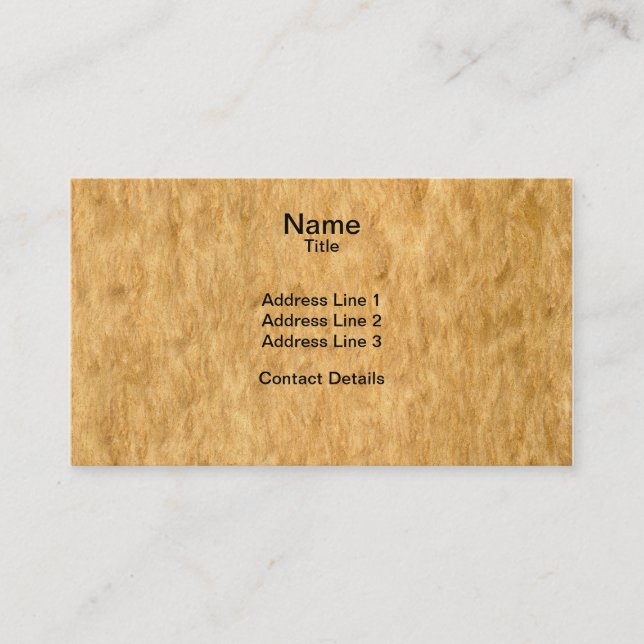 Real Scanned Eucalyptus Burr Veneer Woodgrain Business Card (Front)