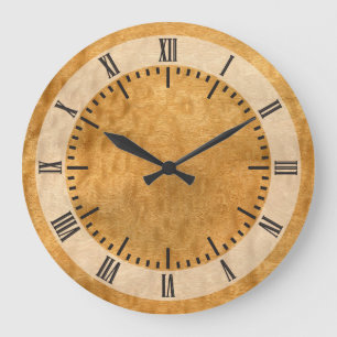 Real Scanned Pommele Sapele Veneer Woodgrain Large Clock