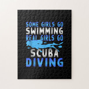 Real Scuba Diving Girls Some Go Swimming Funny Jigsaw Puzzle