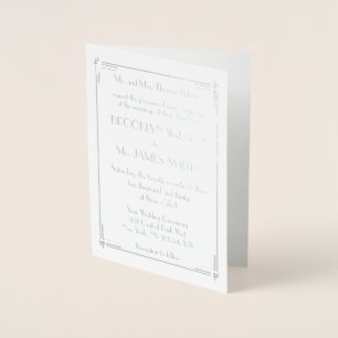 Real Silver Foil Art Deco Wedding Invitations