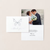 Real Silver Foil Butterfly Photo Wedding Thank You