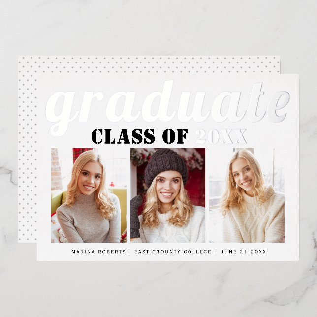 Real silver foil Class of 2022 graduate photo (Front/Back)