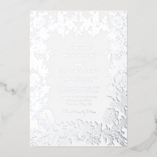 Real Silver Foil Elegant Floral Botanical Wedding