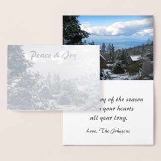 Real Silver Foil Holiday Peace & Joy Mt. LeConte Foil Card