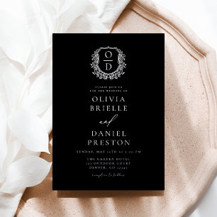 Real Silver Foil Leafy Crest Monogram Wedding