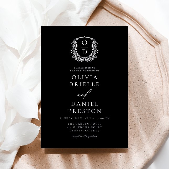 Real Silver Foil Leafy Crest Monogram Wedding (Creator Uploaded)