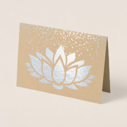 REAL silver foil lotus flower design Card